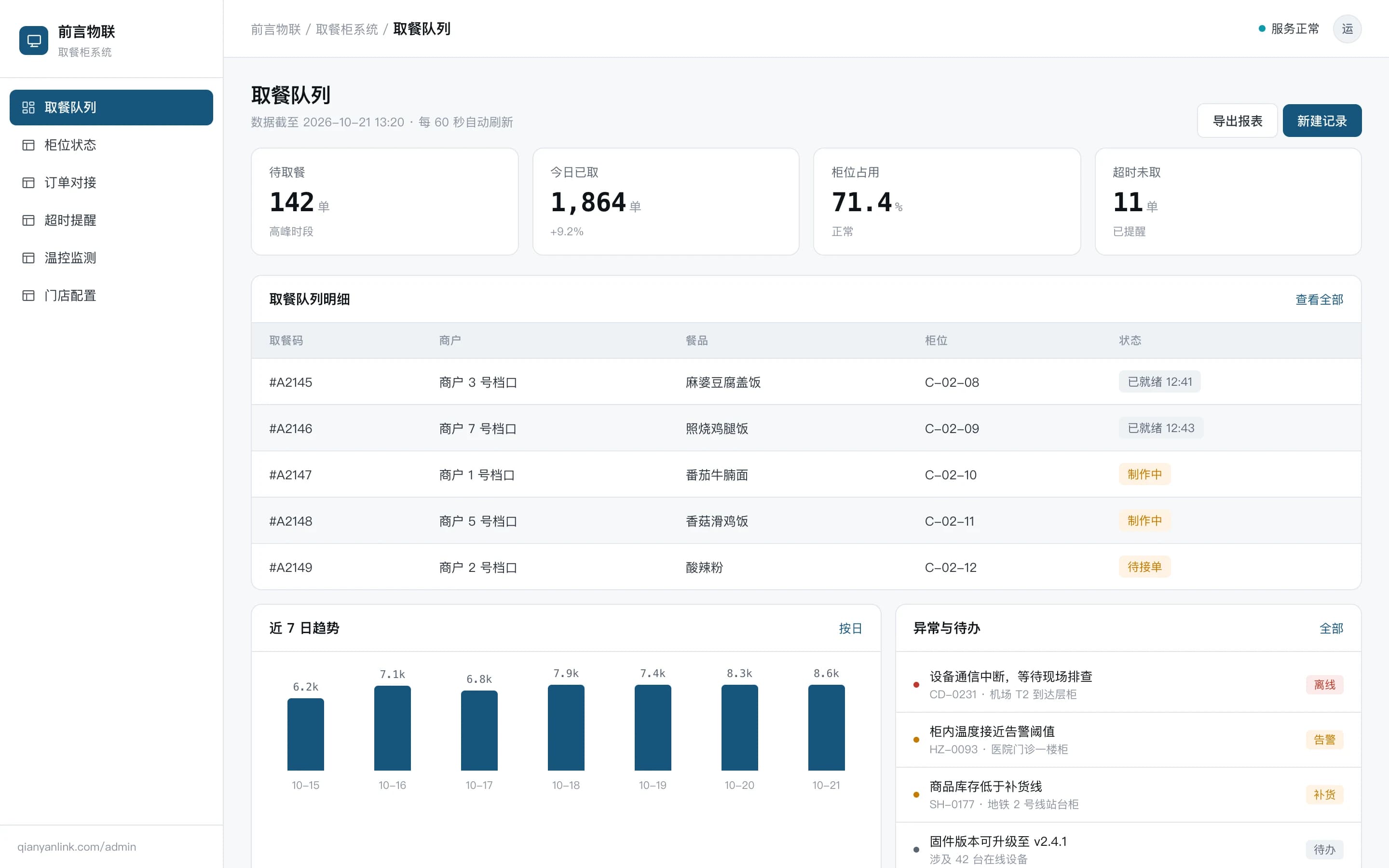 取餐柜系统界面截图